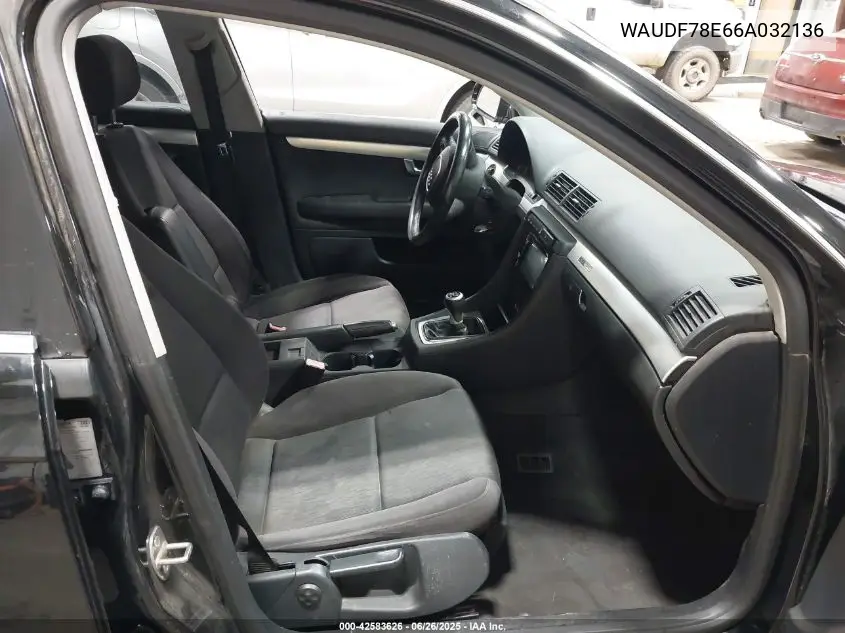 2006 Audi A4 2.0T VIN: WAUDF78E66A032136 Lot: 42583626