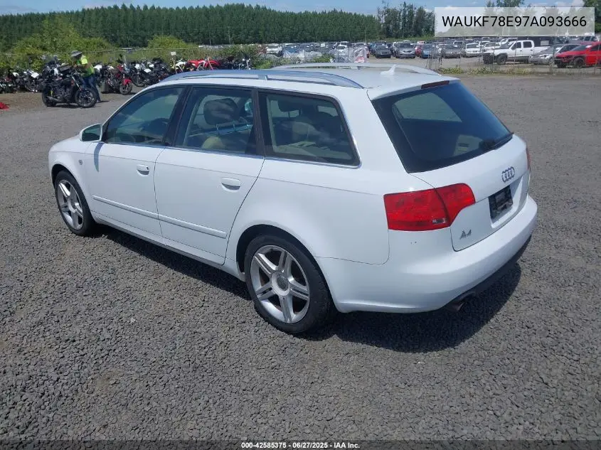 2007 Audi A4 2.0T Avant VIN: WAUKF78E97A093666 Lot: 42585375