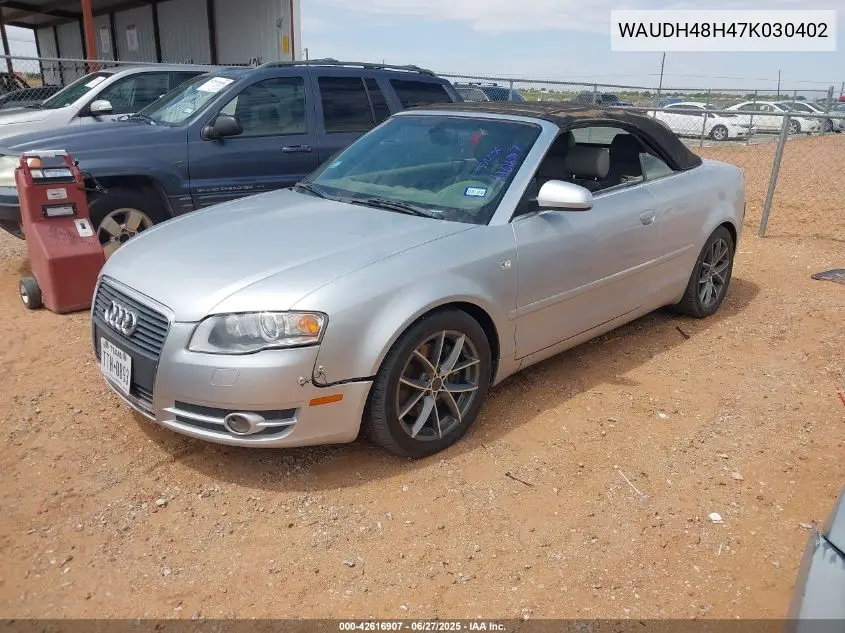2007 Audi A4 3.2 VIN: WAUDH48H47K030402 Lot: 42616907