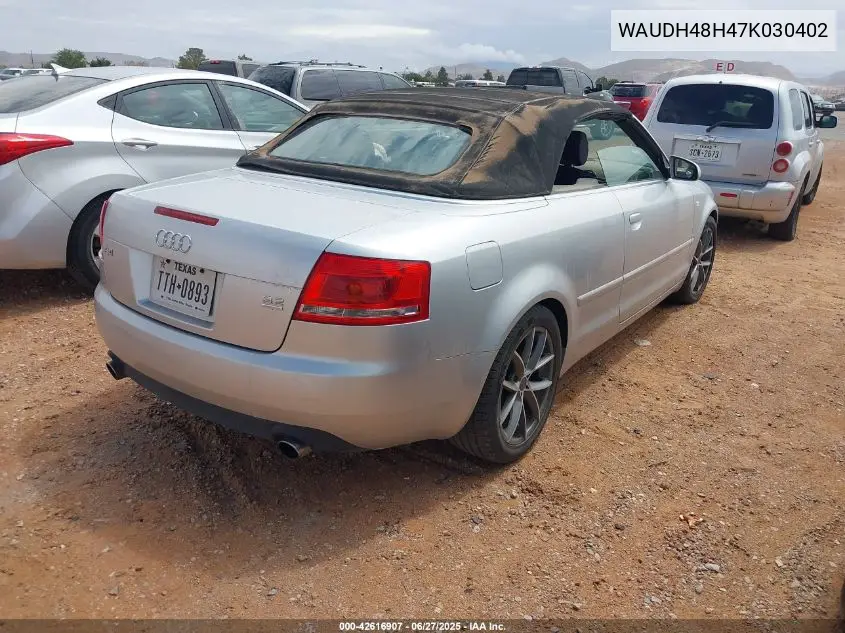 2007 Audi A4 3.2 VIN: WAUDH48H47K030402 Lot: 42616907