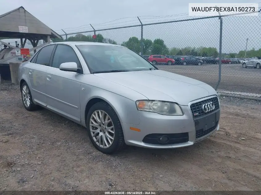 2008 Audi A4 2.0T/2.0T Special Edition VIN: WAUDF78EX8A150273 Lot: 42263838