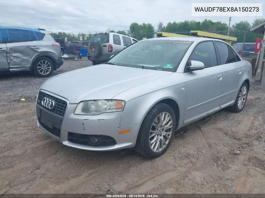 2008 Audi A4 2.0T/2.0T Special Edition VIN: WAUDF78EX8A150273 Lot: 42263838