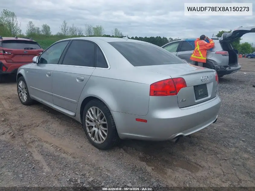2008 Audi A4 2.0T/2.0T Special Edition VIN: WAUDF78EX8A150273 Lot: 42263838