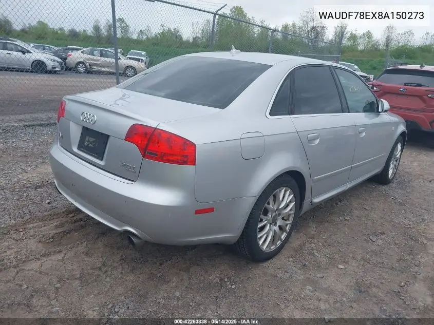 2008 Audi A4 2.0T/2.0T Special Edition VIN: WAUDF78EX8A150273 Lot: 42263838