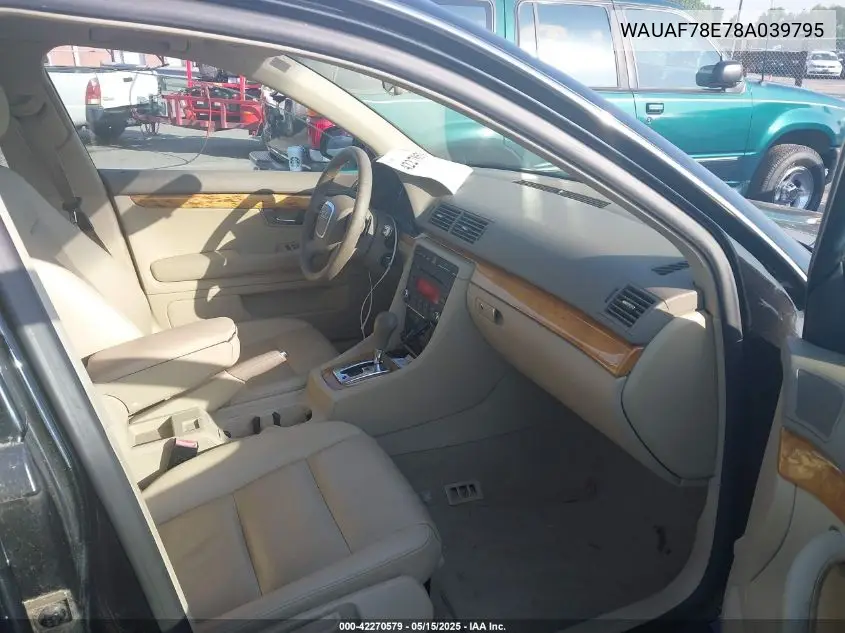 2008 Audi A4 2.0T VIN: WAUAF78E78A039795 Lot: 42270579