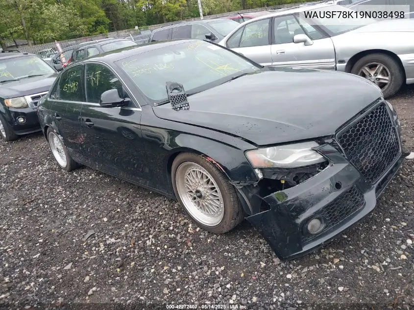 2009 Audi A4 2.0T Prem Plus/2.0T Premium VIN: WAUSF78K19N038498 Lot: 42272407