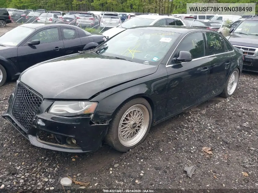 2009 Audi A4 2.0T Prem Plus/2.0T Premium VIN: WAUSF78K19N038498 Lot: 42272407