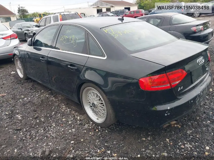 2009 Audi A4 2.0T Prem Plus/2.0T Premium VIN: WAUSF78K19N038498 Lot: 42272407