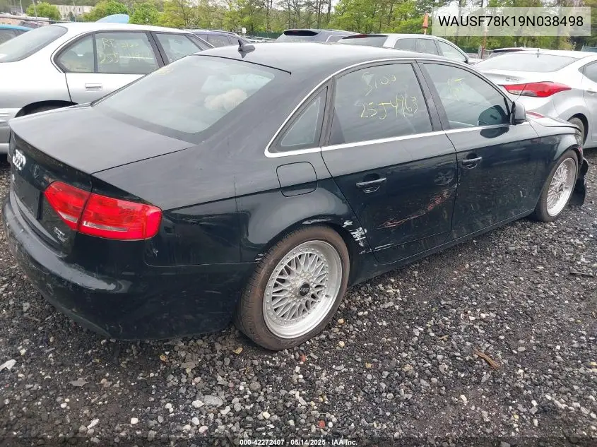 2009 Audi A4 2.0T Prem Plus/2.0T Premium VIN: WAUSF78K19N038498 Lot: 42272407