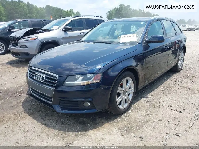 2010 Audi A4 2.0T Premium VIN: WAUSFAFL4AA040265 Lot: 42585112