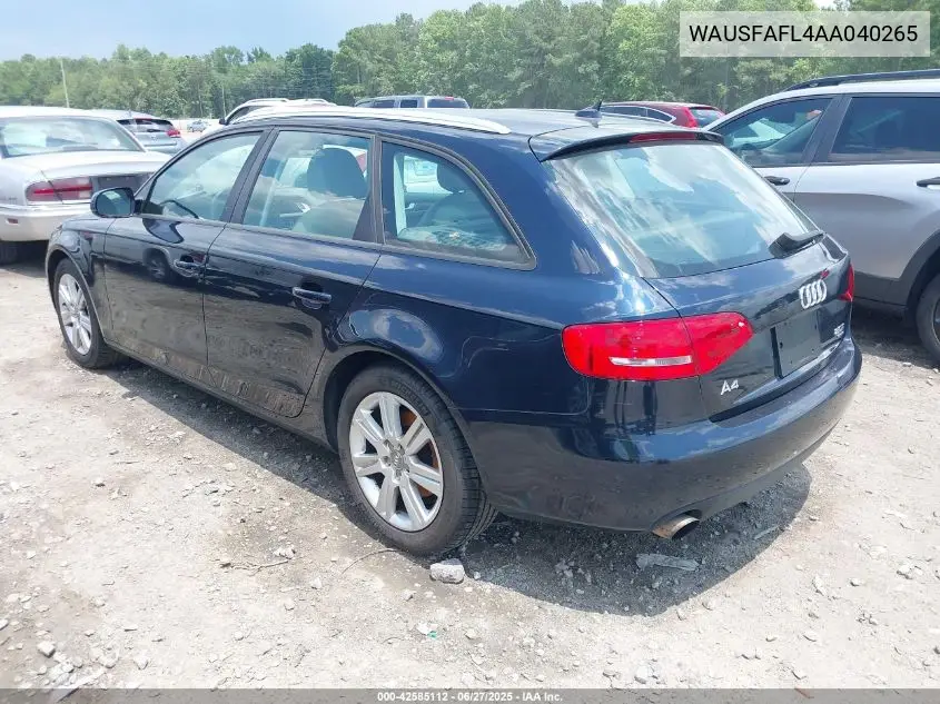 2010 Audi A4 2.0T Premium VIN: WAUSFAFL4AA040265 Lot: 42585112