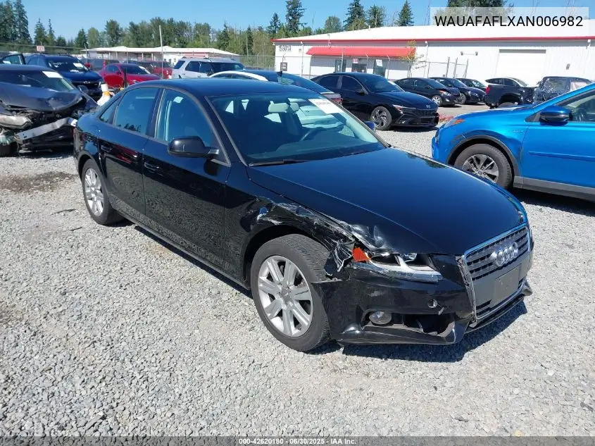 2010 Audi A4 2.0T Premium VIN: WAUAFAFLXAN006982 Lot: 42620180