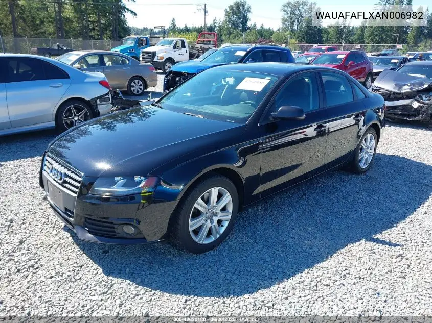 2010 Audi A4 2.0T Premium VIN: WAUAFAFLXAN006982 Lot: 42620180