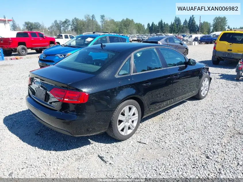 2010 Audi A4 2.0T Premium VIN: WAUAFAFLXAN006982 Lot: 42620180