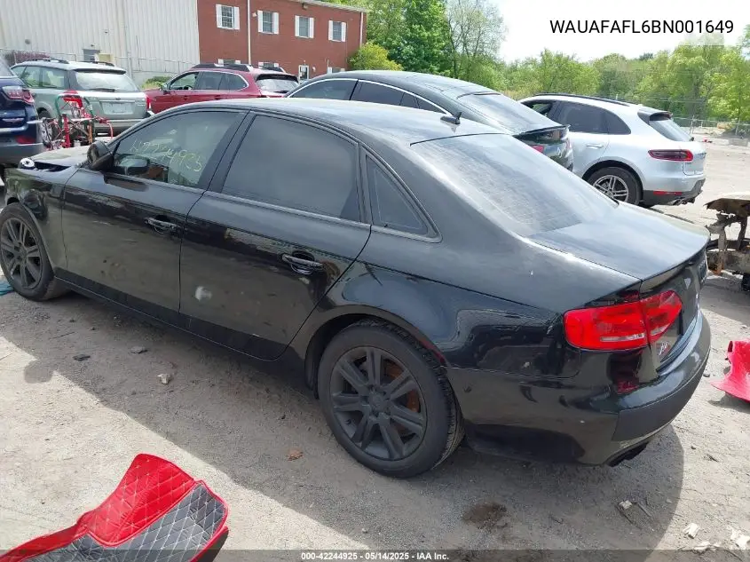 2011 Audi A4 2.0T Premium VIN: WAUAFAFL6BN001649 Lot: 42244925