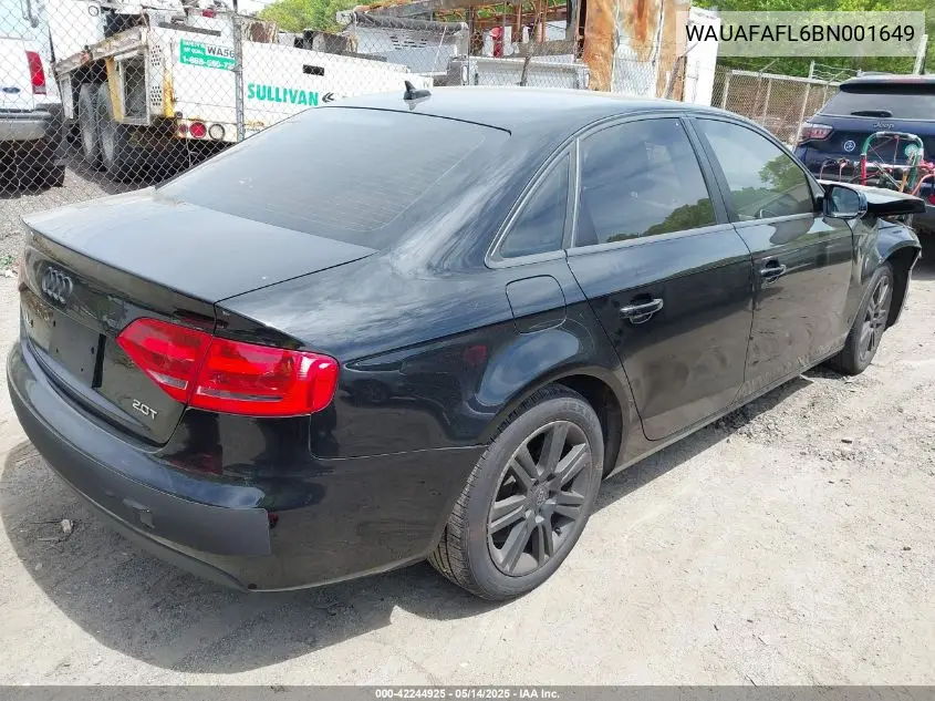 2011 Audi A4 2.0T Premium VIN: WAUAFAFL6BN001649 Lot: 42244925