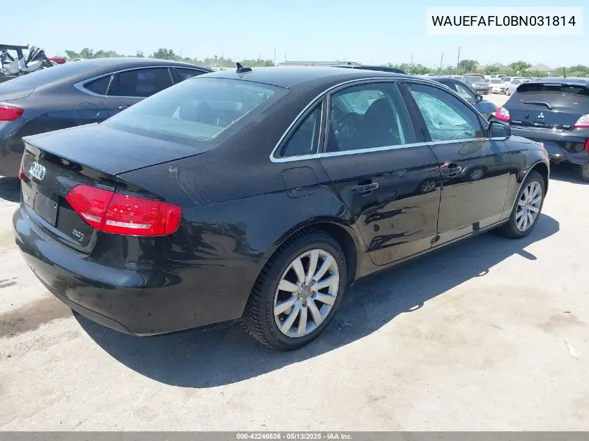 2011 Audi A4 2.0T Premium VIN: WAUEFAFL0BN031814 Lot: 42246536