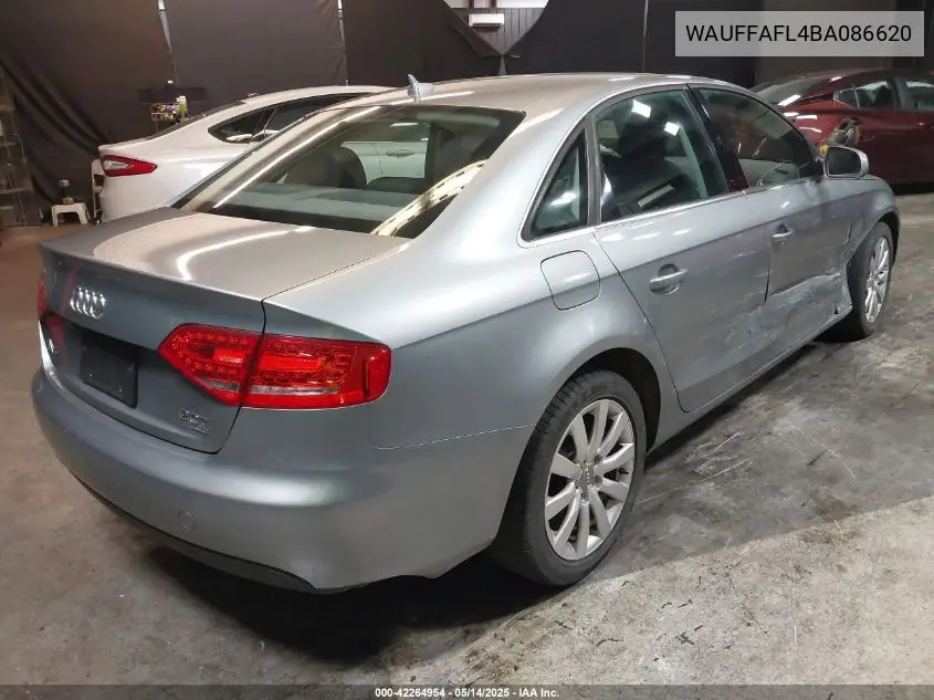 2011 Audi A4 2.0T Premium VIN: WAUFFAFL4BA086620 Lot: 42264954