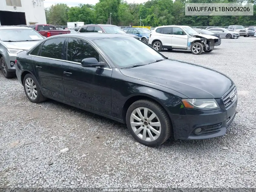 2011 Audi A4 2.0T Premium VIN: WAUFFAFL1BN004206 Lot: 42610078