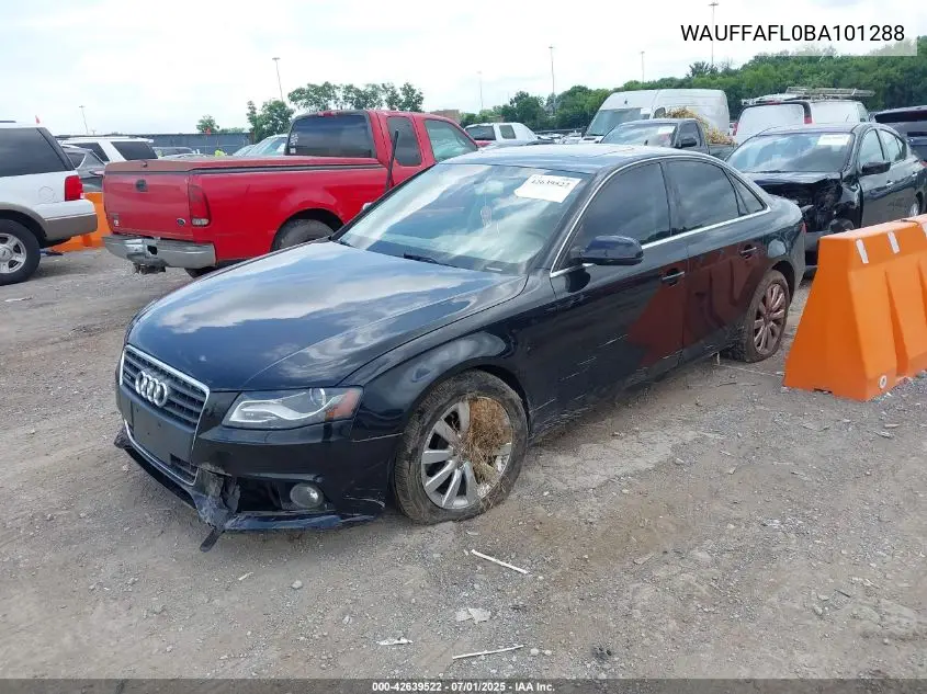 2011 Audi A4 2.0T Premium VIN: WAUFFAFL0BA101288 Lot: 42639522