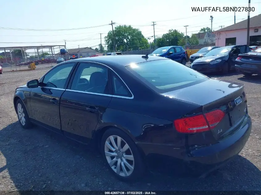 2011 Audi A4 2.0T Premium VIN: WAUFFAFL5BN027830 Lot: 42657136