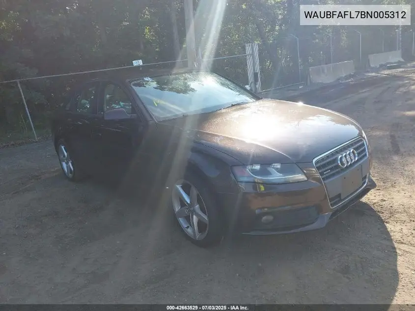 2011 Audi A4 2.0T Premium VIN: WAUBFAFL7BN005312 Lot: 42663529