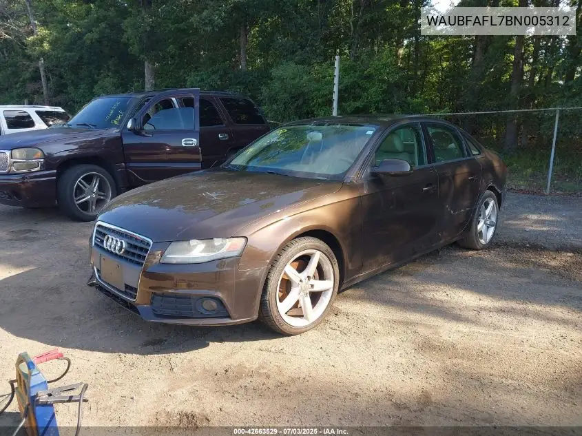 2011 Audi A4 2.0T Premium VIN: WAUBFAFL7BN005312 Lot: 42663529