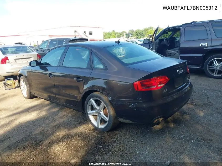 2011 Audi A4 2.0T Premium VIN: WAUBFAFL7BN005312 Lot: 42663529