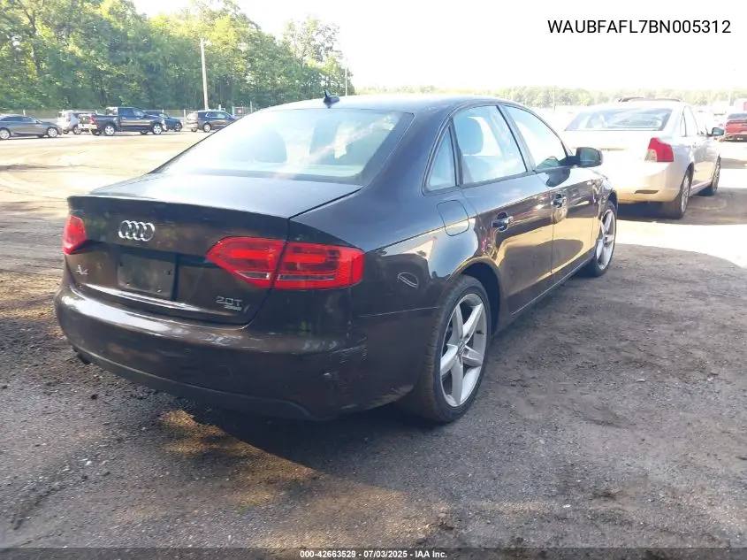 2011 Audi A4 2.0T Premium VIN: WAUBFAFL7BN005312 Lot: 42663529