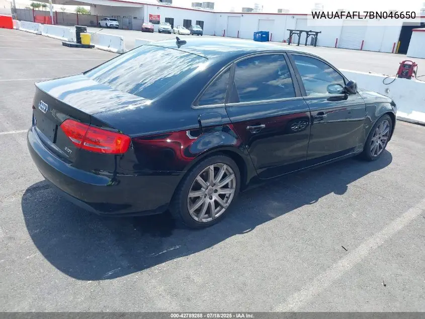 2011 Audi A4 2.0T Premium VIN: WAUAFAFL7BN046650 Lot: 42789288