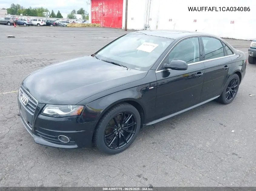 2012 Audi A4 2.0T Premium VIN: WAUFFAFL1CA034086 Lot: 42597775