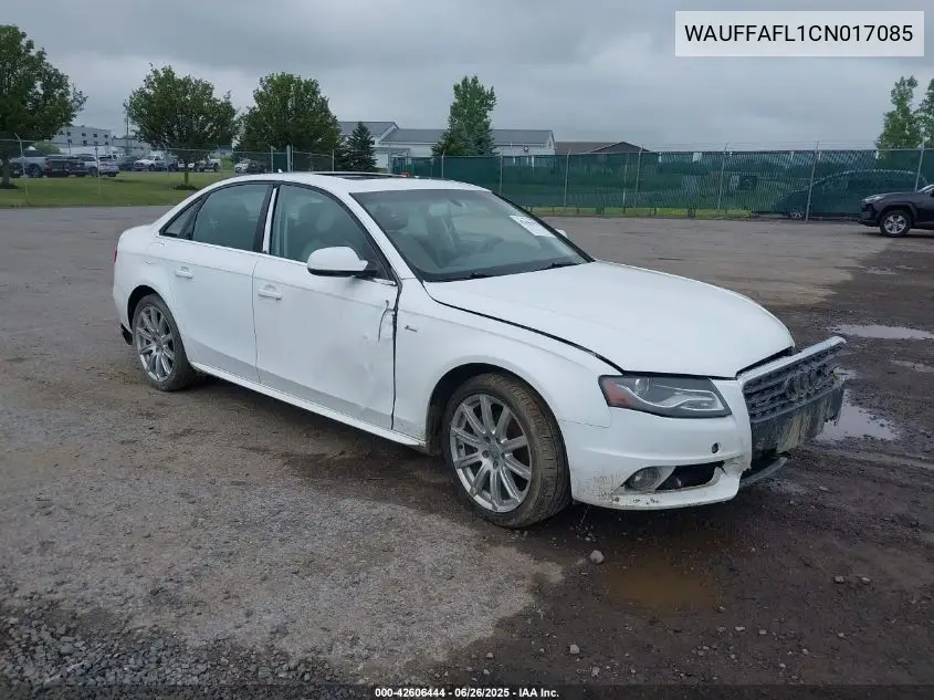 2012 Audi A4 2.0T Premium VIN: WAUFFAFL1CN017085 Lot: 42606444