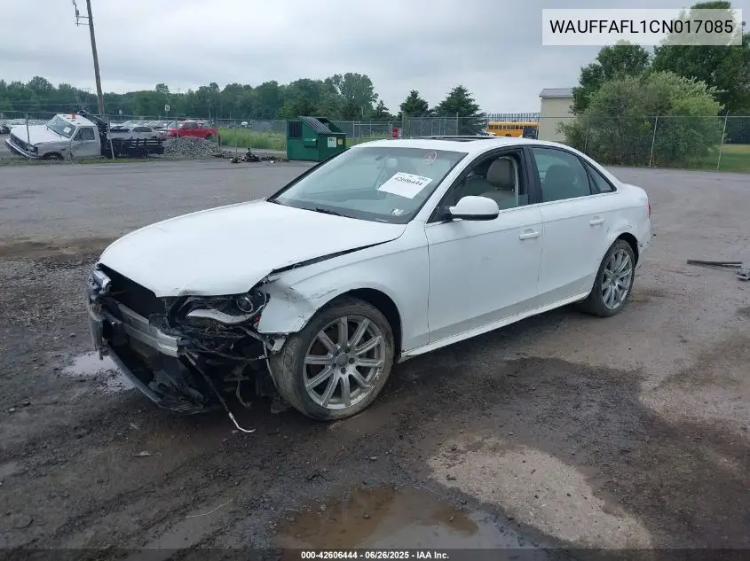 2012 Audi A4 2.0T Premium VIN: WAUFFAFL1CN017085 Lot: 42606444