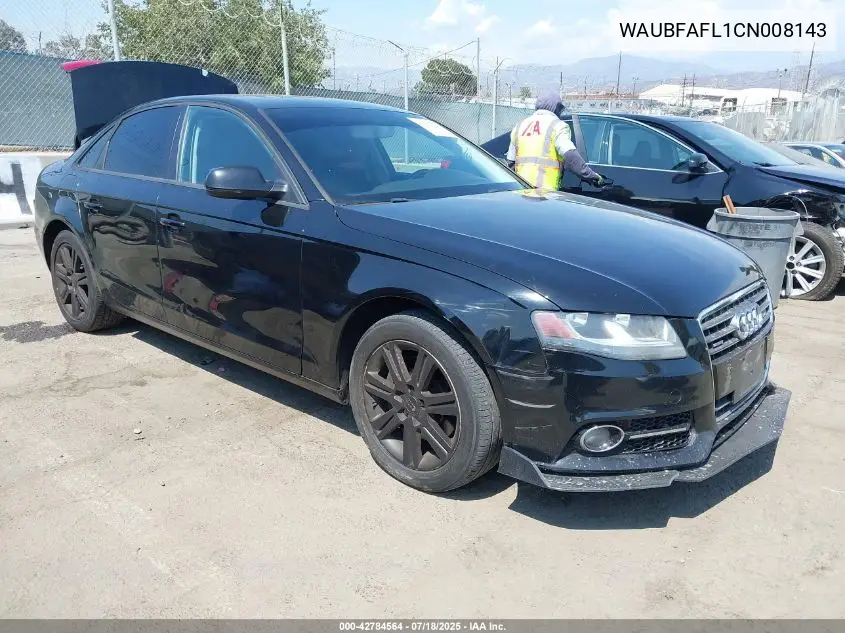 2012 Audi A4 2.0T Premium VIN: WAUBFAFL1CN008143 Lot: 42784564