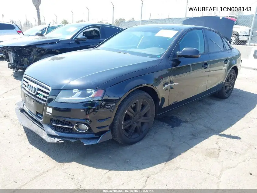 2012 Audi A4 2.0T Premium VIN: WAUBFAFL1CN008143 Lot: 42784564