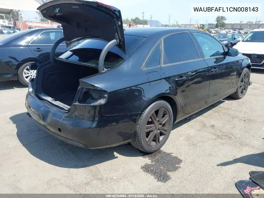 2012 Audi A4 2.0T Premium VIN: WAUBFAFL1CN008143 Lot: 42784564