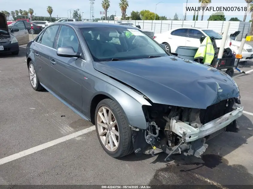 2014 Audi A4 2.0T Premium VIN: WAUFFAFL0EN007618 Lot: 42243754