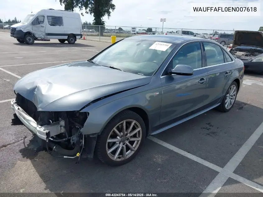 2014 Audi A4 2.0T Premium VIN: WAUFFAFL0EN007618 Lot: 42243754