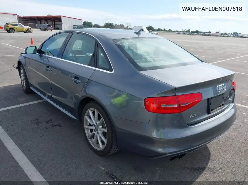 2014 Audi A4 2.0T Premium VIN: WAUFFAFL0EN007618 Lot: 42243754