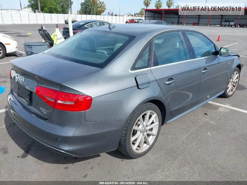 2014 Audi A4 2.0T Premium VIN: WAUFFAFL0EN007618 Lot: 42243754