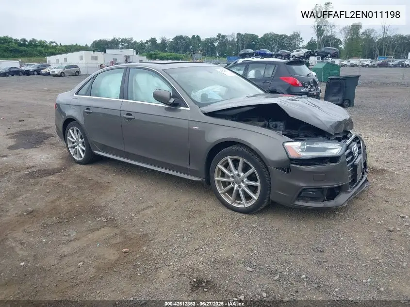 2014 Audi A4 2.0T Premium VIN: WAUFFAFL2EN011198 Lot: 42612853