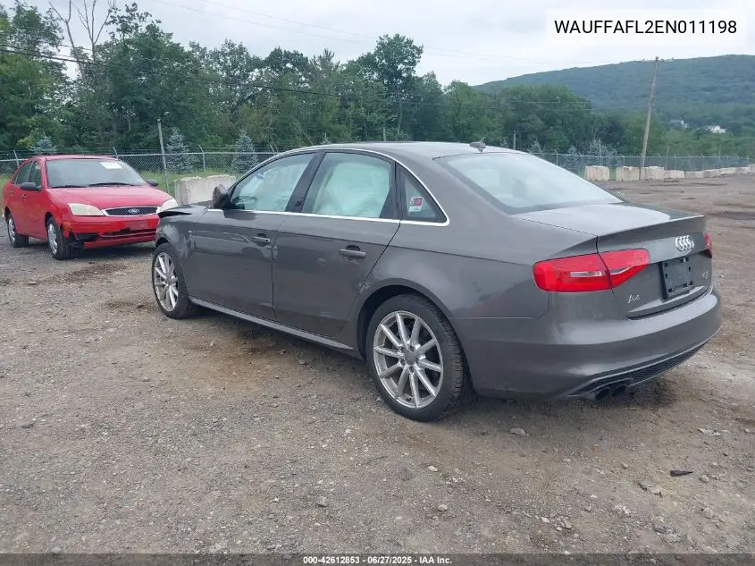 2014 Audi A4 2.0T Premium VIN: WAUFFAFL2EN011198 Lot: 42612853