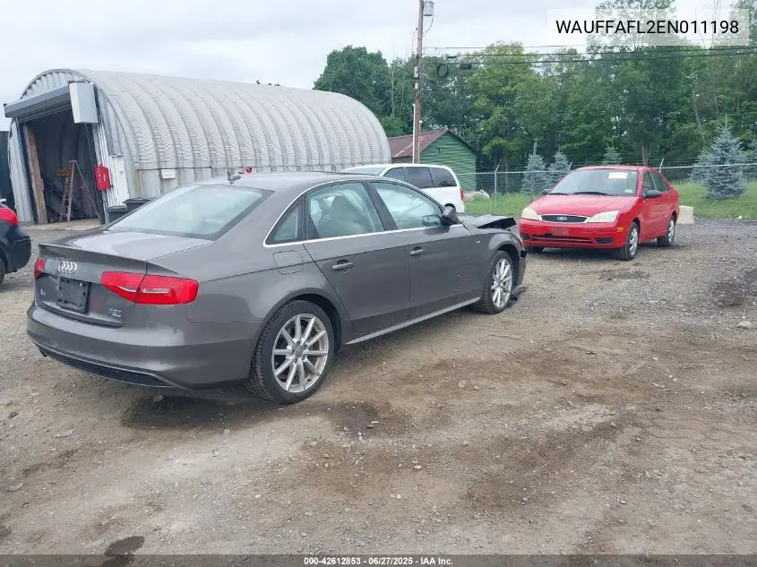 2014 Audi A4 2.0T Premium VIN: WAUFFAFL2EN011198 Lot: 42612853