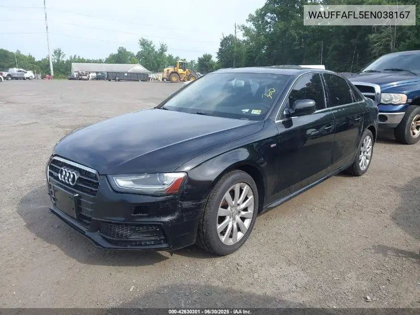 2014 Audi A4 Premium Plus VIN: WAUFFAFL5EN038167 Lot: 42630301