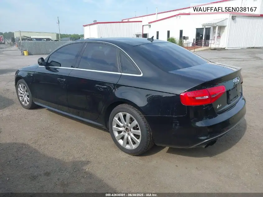 2014 Audi A4 Premium Plus VIN: WAUFFAFL5EN038167 Lot: 42630301