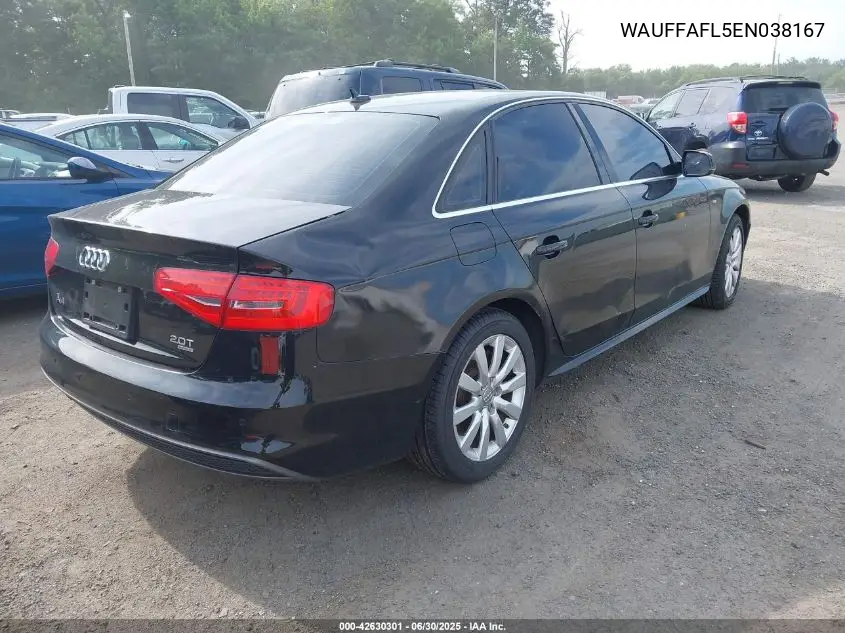 2014 Audi A4 Premium Plus VIN: WAUFFAFL5EN038167 Lot: 42630301