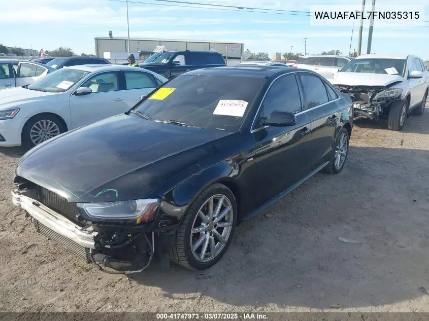 2015 Audi A4 2.0T Premium VIN: WAUAFAFL7FN035315 Lot: 41747973