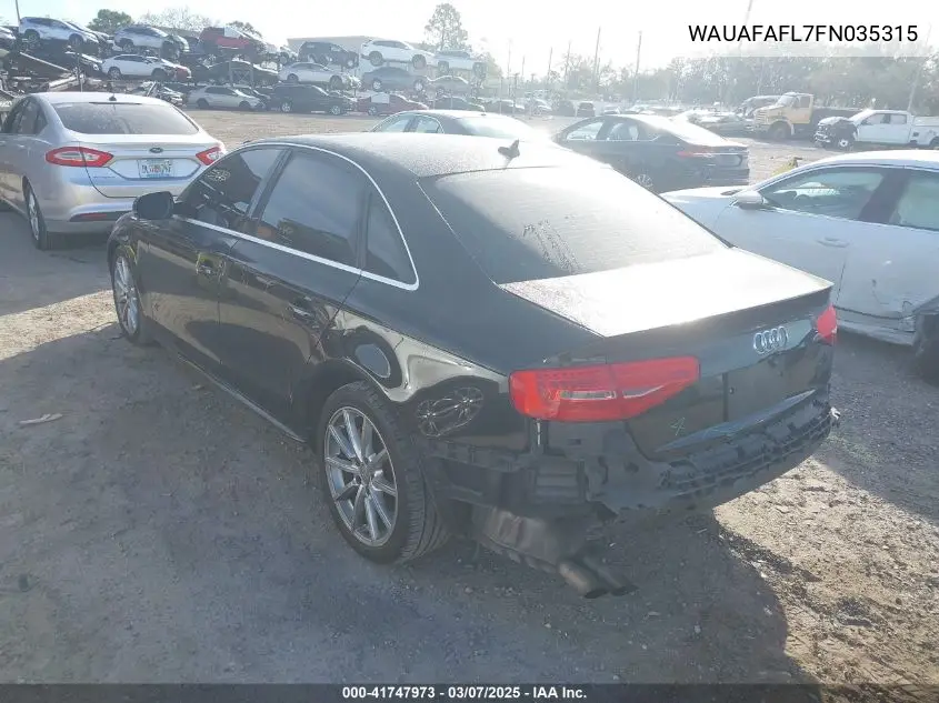 2015 Audi A4 2.0T Premium VIN: WAUAFAFL7FN035315 Lot: 41747973
