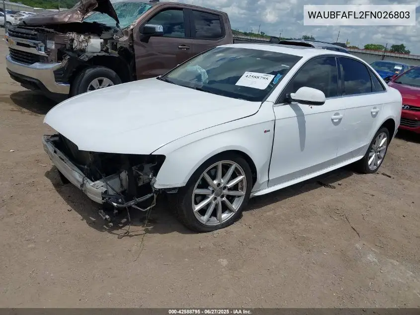 2015 Audi A4 2.0T Premium VIN: WAUBFAFL2FN026803 Lot: 42588795