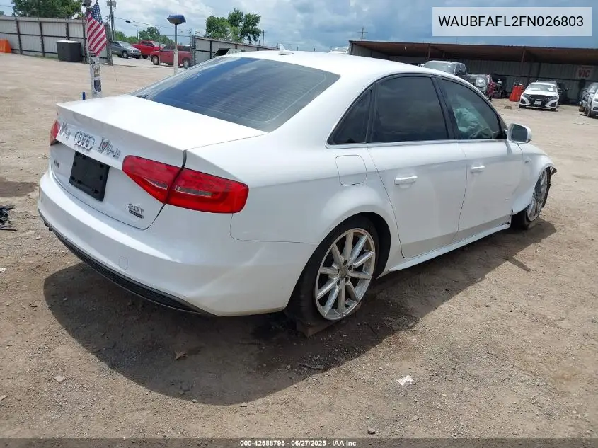 2015 Audi A4 2.0T Premium VIN: WAUBFAFL2FN026803 Lot: 42588795